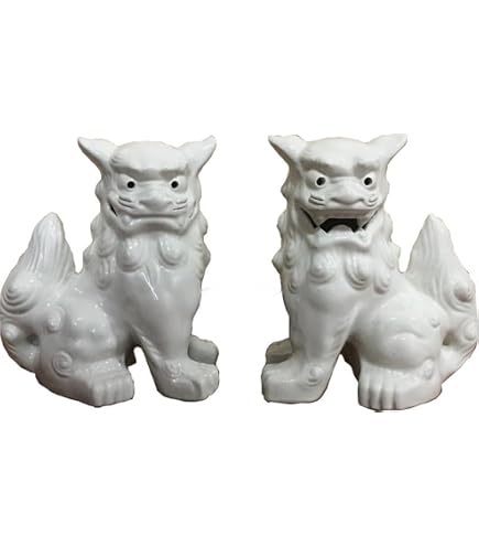 シーサー　白　沖縄　置物　陶器　玉抱き　魔除け　阿吽　やちむん Amazon.co.jp: シーサー 白 陶器 沖縄 阿吽 小 やちむん 魔除け